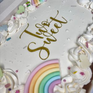 Sheet cake with rainbow