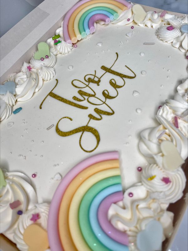 Sheet cake with rainbow